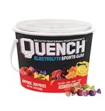 Quench Gum Variety Bucket, Electrolytes Chewing Gum for Athletes and Sports Trainers, New Assorted Fruity Flavors, 200 Pieces