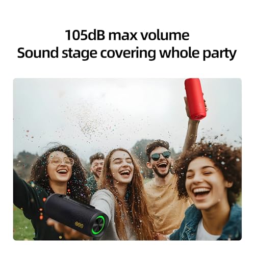 Image of QCY SP7 Portable Bluetooth Speaker - 40W Stereo Sound, 105 dB Loud Output, TWS Multi-Speaker Pairing, 15 RGB Light Modes, IPX7 Waterproof, 14H Battery Life