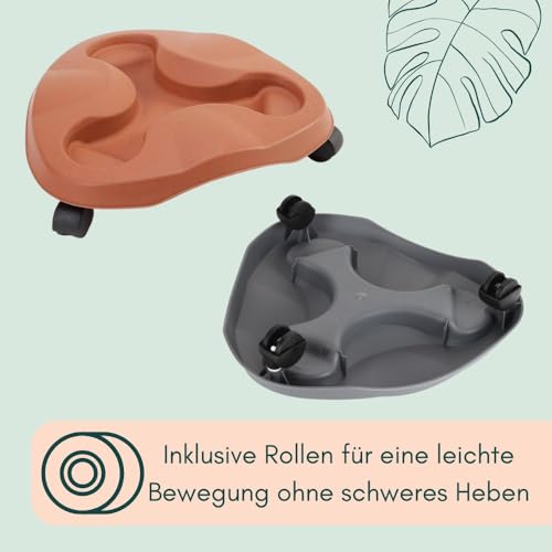 Pflanzturm Erdbeerturm 3er Set Säulentopf Stapelbar Kräuterspirale 3 Stöckiger Blumentopf Vertikaler Garten Kräutergarten Hochbeet Pflanzkübel mit Rollen Terracotta
