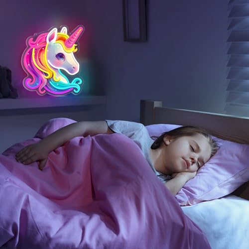 Image of Unicorn Neon Sign, Colorful Unicorn Neon Signs for Wall Decor, Dimmable Acrylic Neon Lights for Girls Room Bedroom School Classroom Party Decorations Nursery, Perfect Gifts
