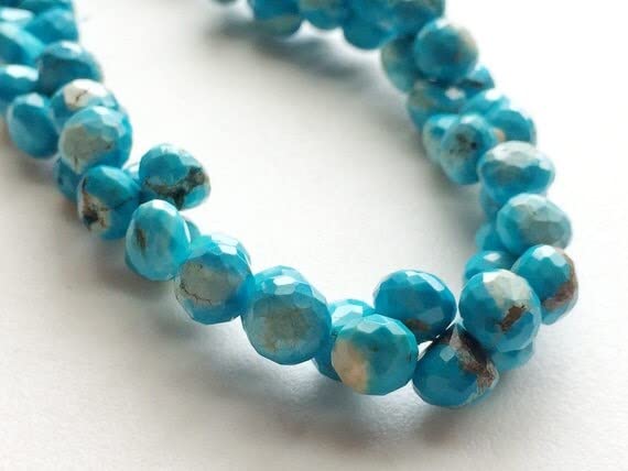 Turquoise naturelle briolettes facettées 7mm pour bijoux haute joaillerie