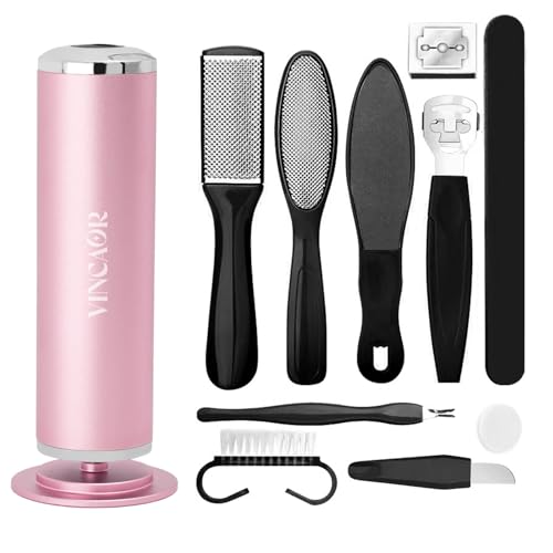 Electric Foot File Remover Callus, Professional Adjustable Speed Foot File Grinder with 60pcs Replacement Sandpaper Disks for Men & Women - for Dead Skin, Calluses, Dry & Cracked Feet (Pink)