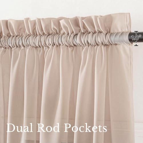 NICETOWN Long Sheer Curtains for Living Room, Rod Pocket Soft Voile Sheer Window Treatments Elegant & Airy with Light Filtering for Kids Room, Taupe, W60 x L95, 4 Panels - image 6