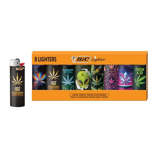 BIC Maxi Special Edition Pocket Lighters Safe and Reliable Cool Lighter Pack High Standards Series 8-Pack