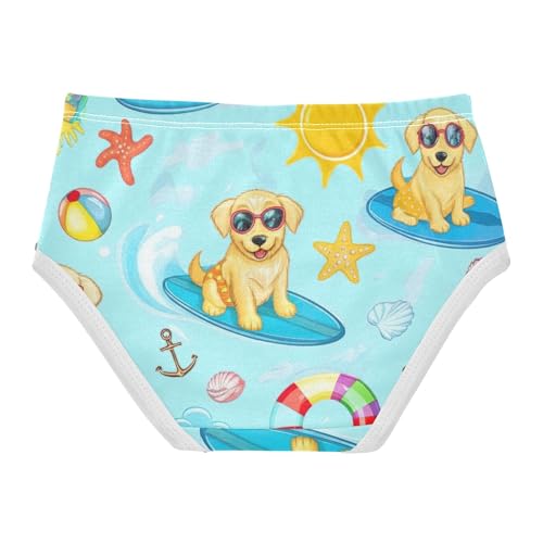 Toddlers Underwear Floral 2t Cotton Little Girl Panties Print Underpants Briefs Cute Golden Puppies Summer Blue2