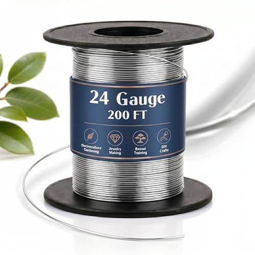 Therwen 200ft 24 Gauge Stainless Steel Wire for Gardening Electroculture Bonsai Jewelry Making Beading DIY Craft Pure Bare Stainless Steel Wire Spool
