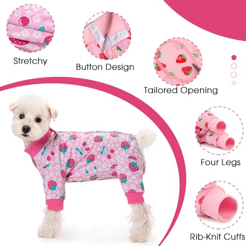 Image of Dog Surgery Recovery Suit for Small Dogs, 4-Legged Dog Onesie After Surgery with Back Snaps, Breathable Cotton Spay and Neuter Bodysuit for Female and Male Dogs