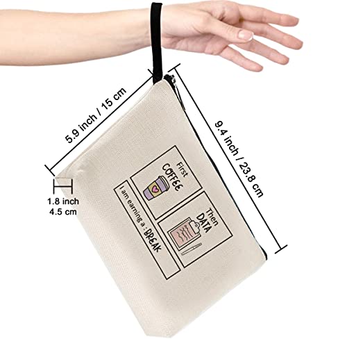 First Coffee Then Data Cosmetic Bag for Women Makeup Bags Toiletry Storage Canvas Bag BCBA ABA RBT IEP Gift2