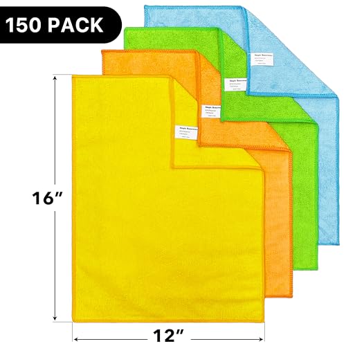Simple Houseware Microfiber Cleaning Cloth 150 Pack, 12" x 16", 4 Colors - Image 3