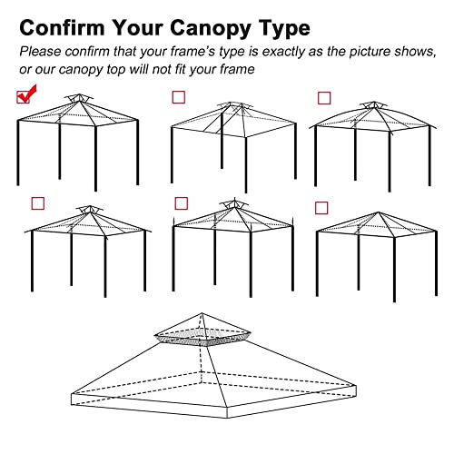 Cys Canopy 10'X 10' Replacement Canopy Top Cover For Dual Tier Gazebo Outdoor Patio Garden Tent Roof (Only Cover) (Taupe) #TOP4