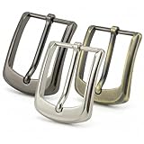 QWORK 3 Piezas Hebilla de Cinturón Metal, 38-40 mm (1,5 Pulgadas) Reemplazo de Hebilla Cinturon Cuadrados para Hombres Mujeres Cinturón (Plata, Gris, Bronce)
