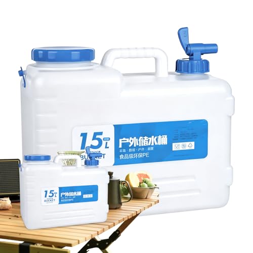 Generico Contenedor de almacenamiento de agua de camping de 4 galones | para agua portátil a prueba de fugas con grifo y asa | Botella de picnic duradera para camping al aire libre
