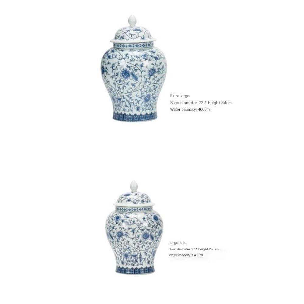 HLTYGWX Pojemnik na herbatę Niebiesko-biała porcelana Pojemnik do przechowywania herbaty luzem Słoik Duży, szczelnie zamknię dzbanek Chiński zestaw do herbaty Pojedynczy słoik Słoik przebudzenia