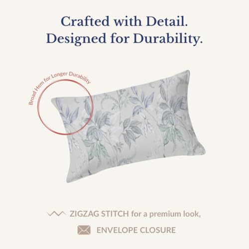 Image of Jaipur Weaves Single Bed Cotton Bedsheet with 1 Pillow Cover, 100% Pure Cotton Single Bedsheet 60x90 Inches, 240 TC Soft Breathable Floral Bed Sheet - (Green Floral, Single)