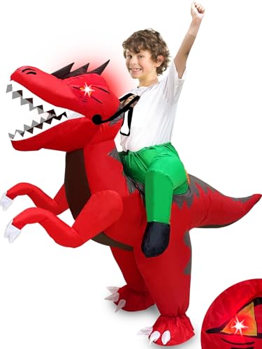 Disfraz inflable para niños Dinosaurio T-Rex con ojos LED