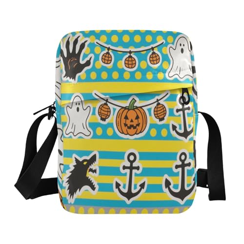 small messenger bag for women cross body bag for woman Everyday Purses Adjustable Strap for work work - Yellow Blue Halloween