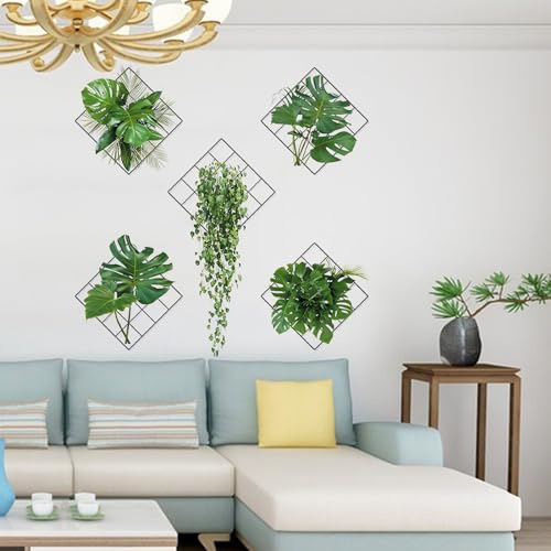Teokantz 3D Wandaufkleber Pflanzen Set - 5 Stück Wandtattoo Pflanzen Grün, 3D Wandsticker Pflanzen, Wandtattoo Selbstklebend für Wohnzimmer Schlafzimmer – Bild 4