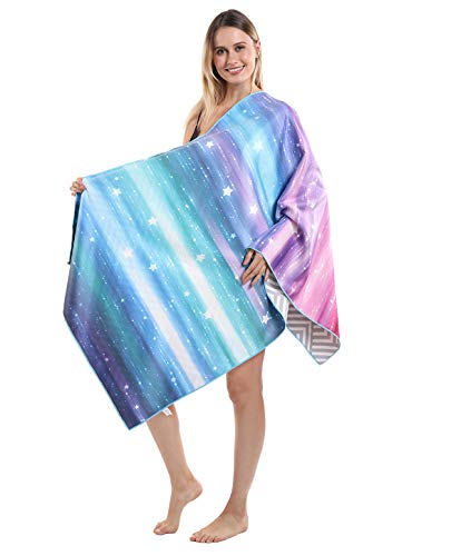 Genovega Thick Microfiber Beach Towel Purple Galaxy, Sand Resistant Free Proof Sandless, Fast