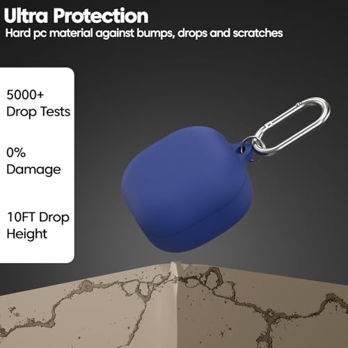 Image of Sounce Silicone Case Cover for Samsung Galaxy Buds Core, Buds FE, Buds 2 Pro & Buds Pro, Shockproof Anti-Slip Protective Skin with Metal Carabiner Keychain, Lightweight Earbuds Cover (Blue)