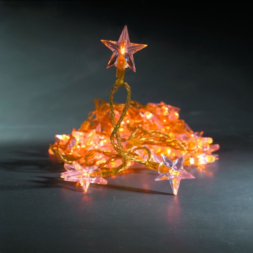 Preisvergleich Produktbild 40er Mini Lichterkette Acrylsterne gold aussen Konstsmide 2047-008