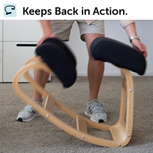 VILNO Ergonomic Kneeling Office Chair - Rocking Home & Work Wooden Computer Desk Chairs, Back & Neck Spine Pain, Better Posture, Ergo Knee Support Stool, Cross Legged Sitting (Black) - Image 7