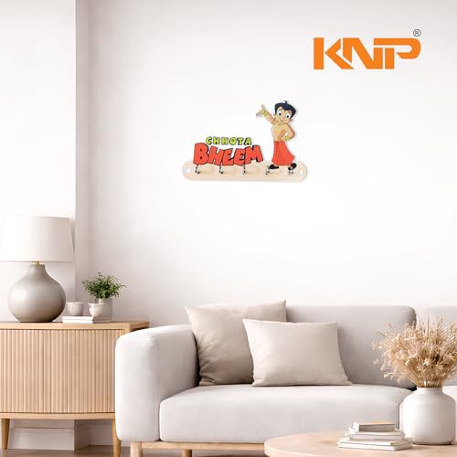 Image of KNP Art Acrylic Key Holders, Premium HD UV Printed, Multipurpose Key Stand for Home, Office Decor, Weather Proof, Anti-Rust, Wall Mounted Key Holder, Cartoon Theme, (Chhota Bheem)