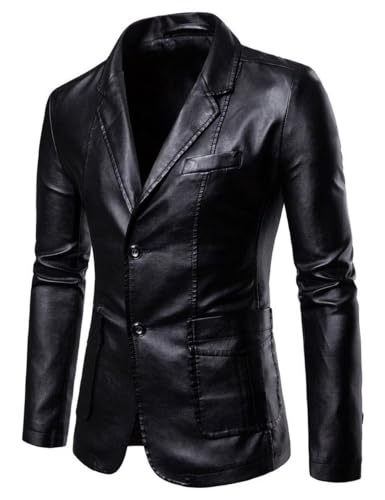 Arkgene Mens Leather Jacket Faux Leather Motorcycle Jackets Blazer for Men Biker Coat Outwear Black XL