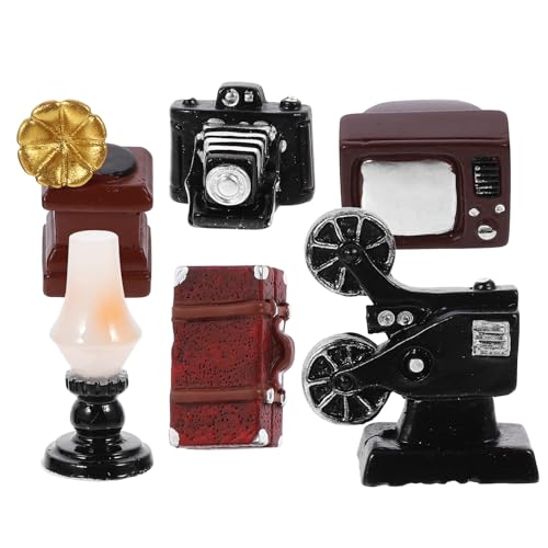 Frcolor ミニチュアドールハウス用レトロ家電点 小型家具模型 シミュレーションテレビ ラジオ スーツケース インテリア装飾用