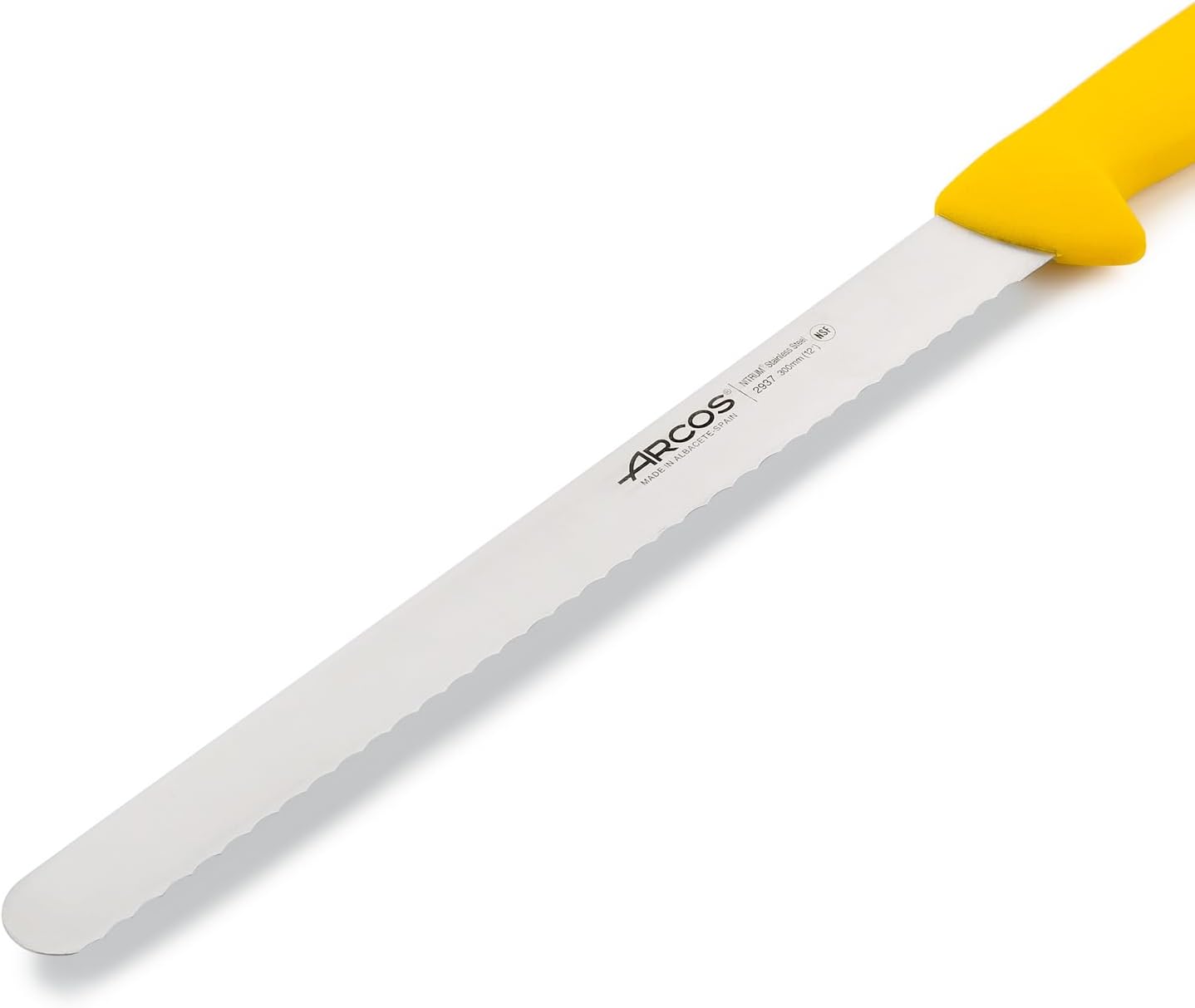 Arcos Pastry Knife/Cake Knife 12 Inch Nitrum Stainless Steel and 300 mm Blade.Ergonomic Polypropylene Handle. Allows easy dividing, cutting and serving of cake bases. Series 2900. Color Yellow.