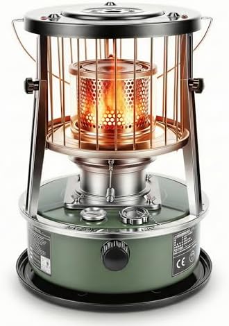 Portable Kerosene Heater, 2.6KW Radiant Space Heater Adjustable Height Non Electric Oil Heating with 5.2L Tank Funnel, for Indoor Garage Camping Tent Emergency