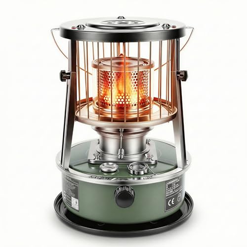 Vikye Portable Kerosene Heater, 2.6KW Adjustable Height Radiant Kerosene Heater with 5.2L Tank, Non...