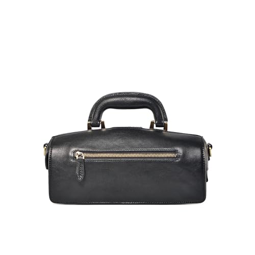 Image of genuine leather handbag cowhide doctor bag brown shoulder bag buckle women's bag