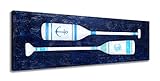 Yihui Arts Coastal Canvas Wall Art - Navy Blue and White Oar Painting for Bedroom Bathroom Decor