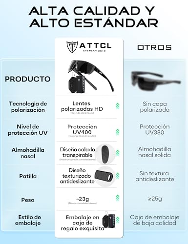 Miniatura 5 de Attcl Gafas De Sol Polarizadas Para Hombre, Gafas Deportivas De Pesca, Protección Uv, Plateado Espejado, 54mm