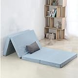 Colchón de espuma plegable de 8 cm de grosor con funda lavable, tamaño individual, colchón de cama para invitados, portátil y cómodo colchón plegable