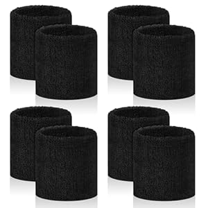 8 Pcs Sports Wrist Sweat Bands for Men & Women， Absorbent Wrist Sweatbands Tennis Wristbands, Elastic Wrist Bands for Sweat for Basketball Tennis Football Gym Running Working Out