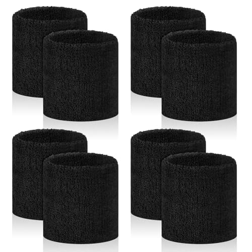 8 Pcs Sports Wrist Sweat Bands for Men & Women， Absorbent Wrist Sweatbands Tennis Wristbands, Elastic Wrist Bands for Sweat for Basketball Tennis Football Gym Running Working Out