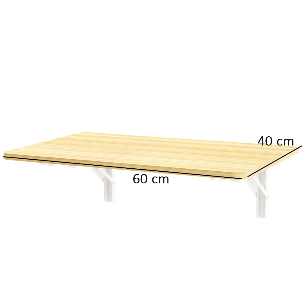 Shally Dogan Table Murale Pliante 60 x 40 cm en Bois, étagère Murale refermable, Peu encombrante, Bureau, Porte-PC, Table à Manger, Salon, Salle de Bain, Cuisine (chêne)