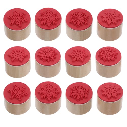 Veemoon Sellos de Madera Navideños 12 Unidades 3 Cm Copos de Nieve para Scrapbooking Manualidades Bricolaje Decoraciones y Tarjetas