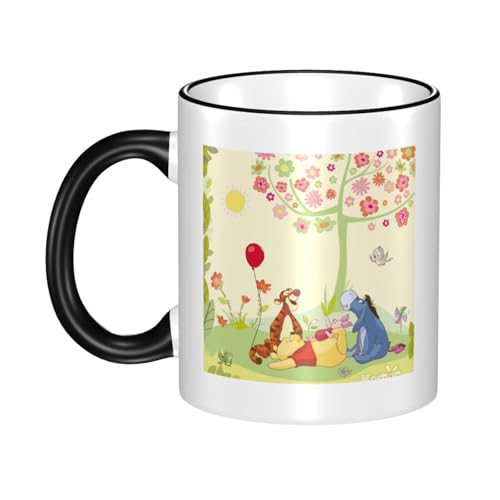 くまのプーさん マグカップ 保温・保冷 電子レンジ対応 コーヒーカップ 陶器 セラミック 耐高温 軽量 個性人気 誕生日プレゼント大容量 Black