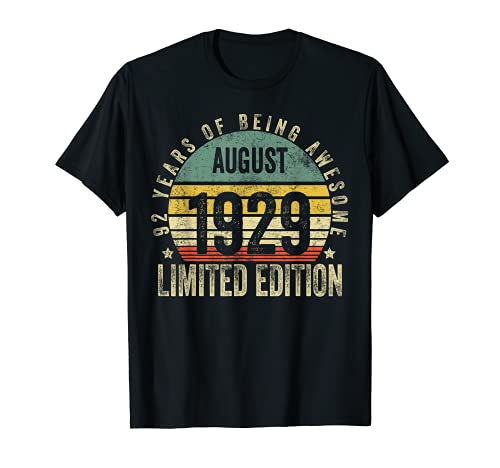 Awesome Since 1929 92nd Birthday Retro Camiseta