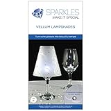Sparkles Make It Special 24 pc Wine Glass Lamp Shades with Rhinestones - Wedding Party Table Centerpiece Decoration - White Vellum Swirl Print