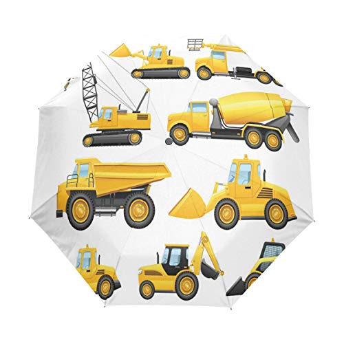 Preisvergleich Produktbild SUHETI Regenschirm TaschenschirmAbstrakte Bilder von Baumaschinen Maschinen Bulldozer KranAuf Zu Automatikwindsicherstabil