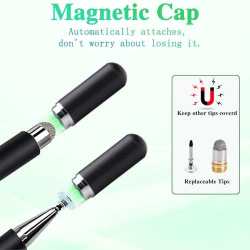 Image of Stylus and Mount for Nintendo Switch /Skylight Calendars 15 /27 Inch, Dual Tip with Mesh and Disc Tip | Magnetic Pen Cap | Flexiple Stylus Holder Mount to Calendar,Capacitive Stylus Pen-Black