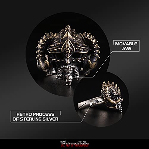 Image of Skull Ring 925 Sterling Silver Handcrafted Gothic Rock Punk Diablo Vintage Cocktail Party Biker Retro [Viking 60015] - Ring Size 9.5