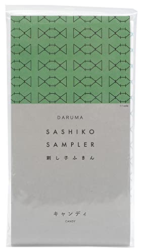 Image of Yokota Daruma Sashiko Cloth - Pre-Printed Sashiko Sampler - White with English Instructions Inside