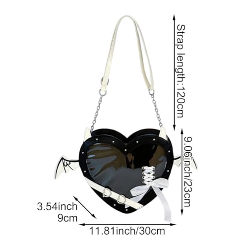 Ita Bag en Cuir PU Hrippy Sac Bandoulière Cœur Style Punk à Ailes de Chauve-Souris - 6