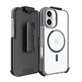 BELTRON Belt Case for iPhone 16 Plus, Slim Protective Transparent Case & Rotating Belt Clip Holster Combo (Compatible with MagSafe)