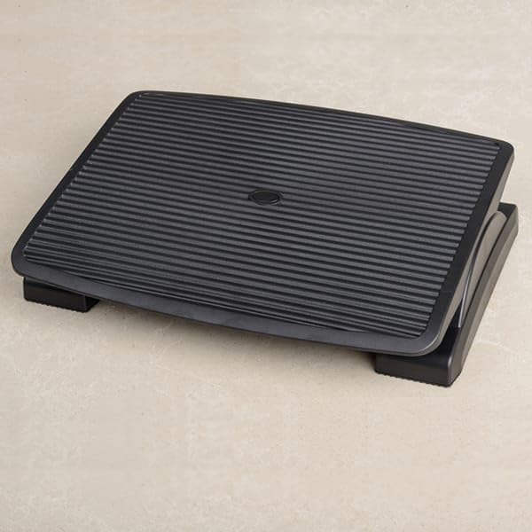 Image of Ergonomic Adjustable Footrest, 45 x 35 cm Platform, Non-Slip Surface, 20 kg Capacity, Black Finish