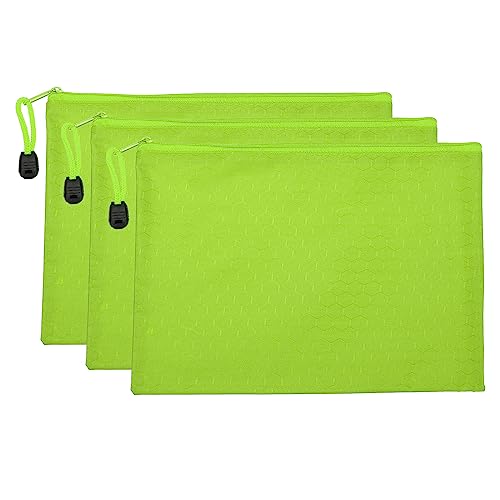 Sac document A5 imperméable PATIKIL | Lot de 3 pochettes zippées vertes pour bureau
